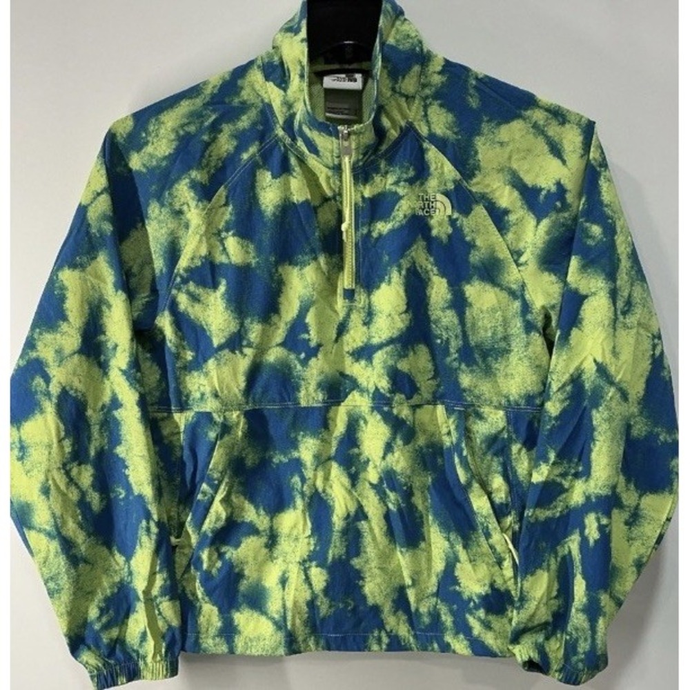 The North Face Women's Blue Yellow Tie Dye 1/4 Zip Windbreaker NF0A55T8 Small